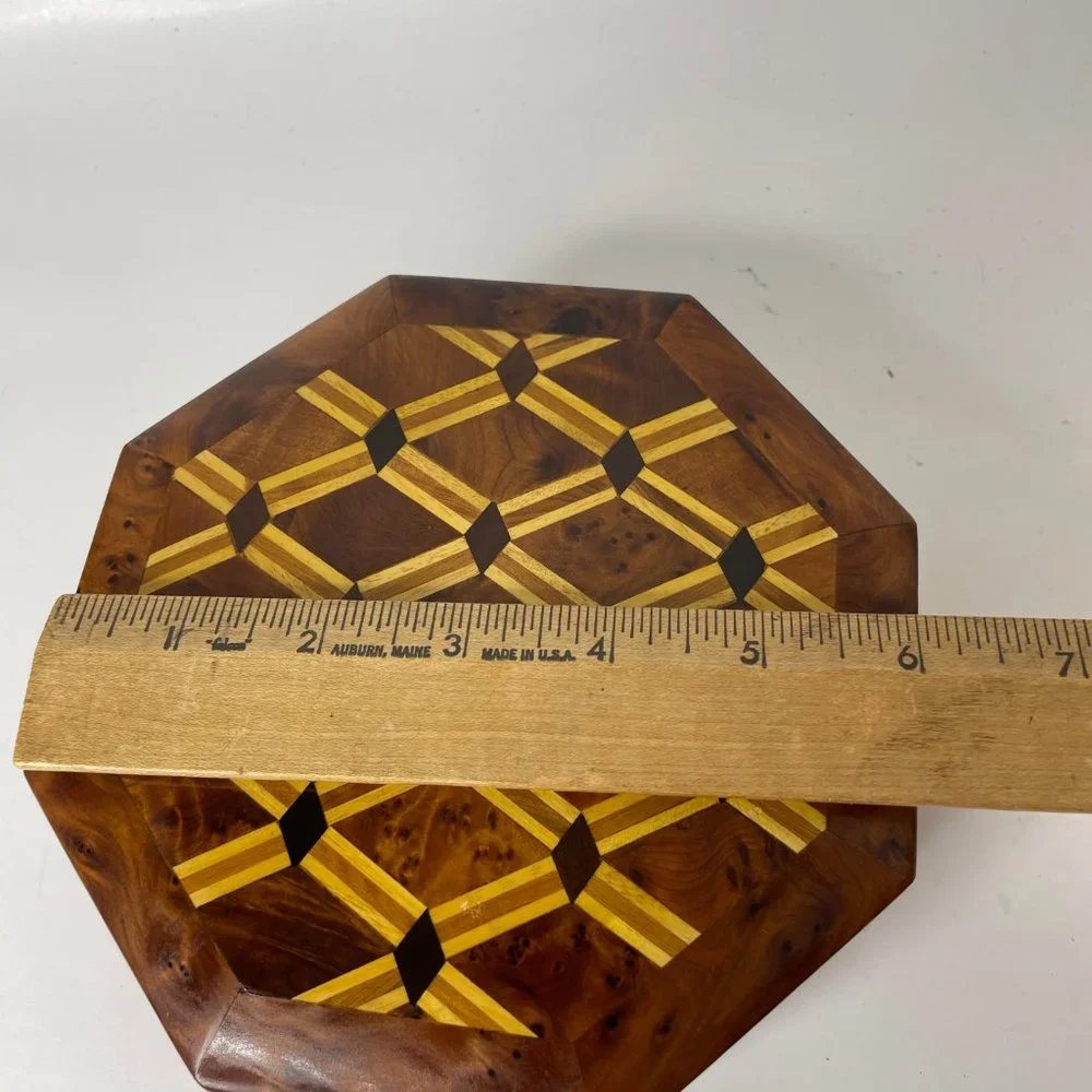 Moroccan Thuya Burl Wood Octagonal Jewelry Box Burl Wooden Inlay Box